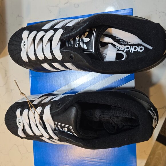 Adidas Superstar II Black & White Unisex Sneakers - Mens Size 12 NEW (JI3538) - Picture 6 of 13